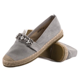 Bestelle Alpargatas de Ante con Cristales gris 3