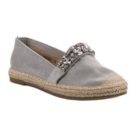 Bestelle Alpargatas de Ante con Cristales gris 4