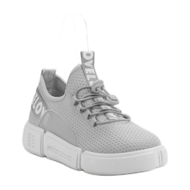 Zapatos deportivos con amor de puño gris 3