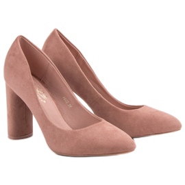 Small Swan Zapatos de tacón de ante en un pilar rosado 6