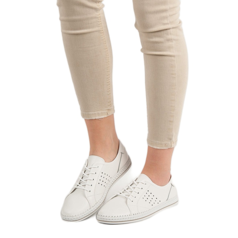 Kylie Zapatos de piel con cordones blanco 2