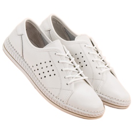 Kylie Zapatos de piel con cordones blanco 1