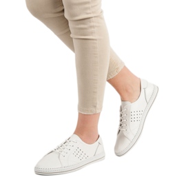 Kylie Zapatos de piel con cordones blanco 3