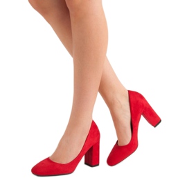 Small Swan Zapatos de tacón de gamuza clásicos rojo 4