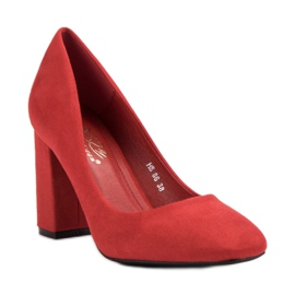 Small Swan Zapatos de tacón de gamuza clásicos rojo 5