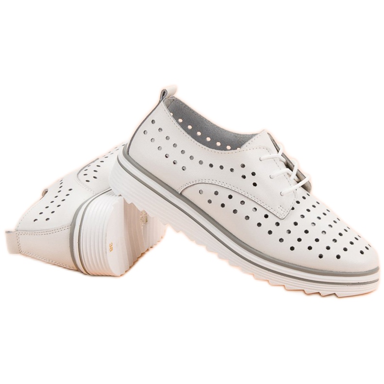 Kylie Zapatos de cuero calados blanco 1