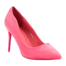 Small Swan Tacones de gamuza de moda rosado 3