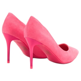 Small Swan Tacones de gamuza de moda rosado 5