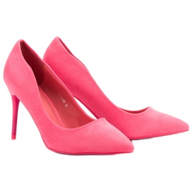 Small Swan Tacones de gamuza de moda rosado 6