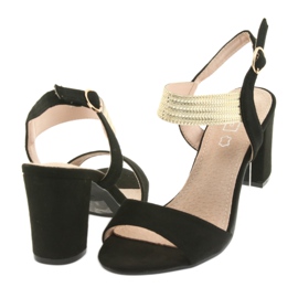 Sandalias en el poste Filippo 817 negro / dorado amarillo 4