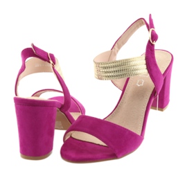 Sandalias en el poste de Filippo DS817 fucsia / dorado rosa amarillo 4