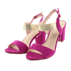 Sandalias en el poste de Filippo DS817 fucsia / dorado rosado amarillo 3