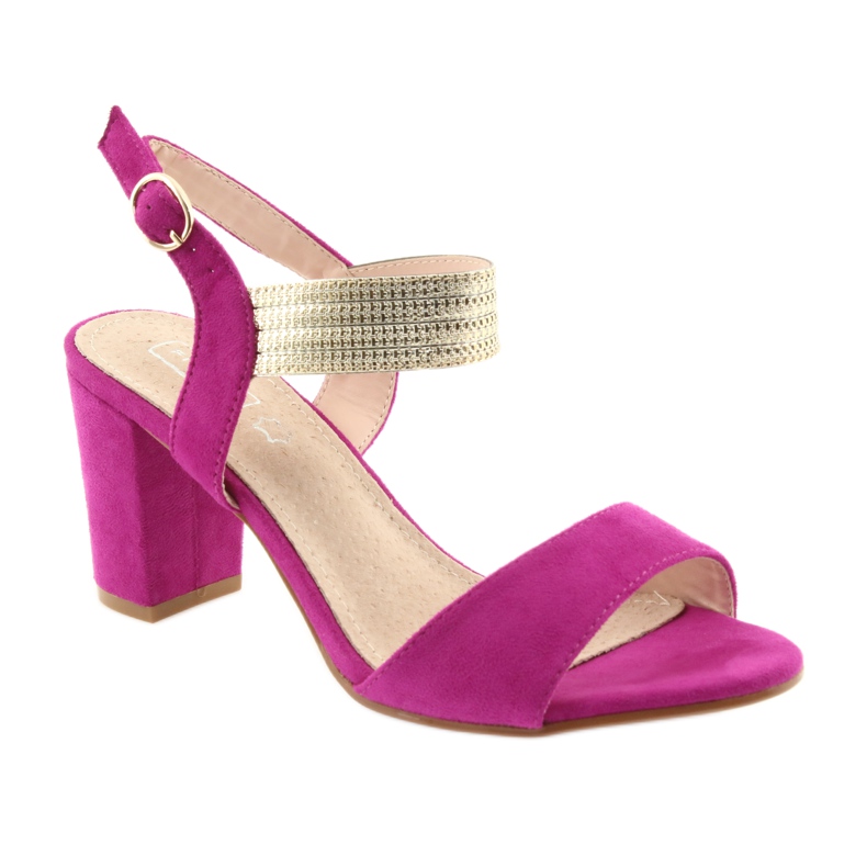 Sandalias en el poste de Filippo DS817 fucsia / dorado rosa amarillo 1