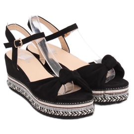 Sandalias negras con cuña B126 Negro 3