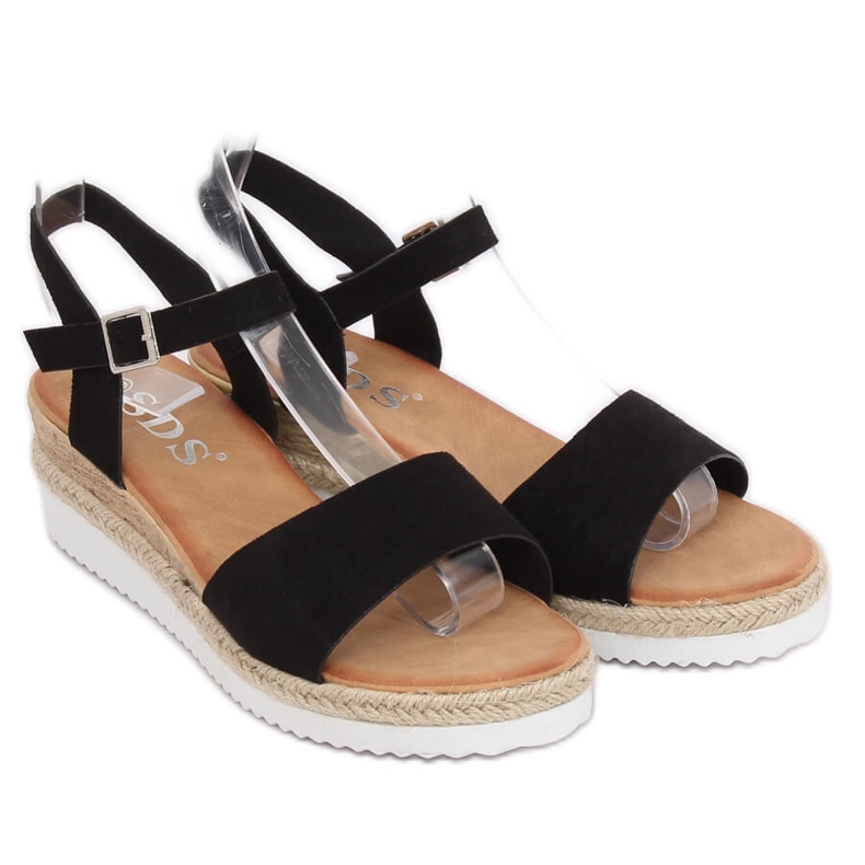 Sandalias negras de cuña baja 7868-KL Negro 2