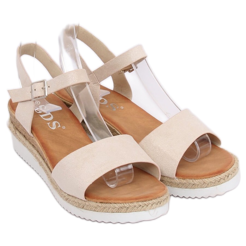 Sandalias beige con cuña baja 7868-KL Beige 1