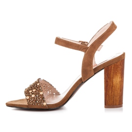 Beauty Girl'S Sandalias caladas en tacones altos marrón 2