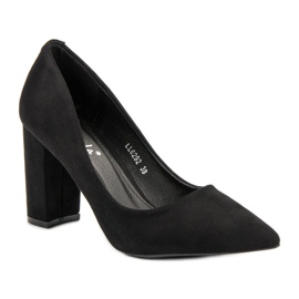 Kayla Zapatos de tacón de ante en un pilar negro 3