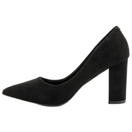 Kayla Zapatos de tacón de ante en un pilar negro 4