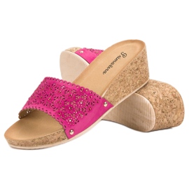 Primavera Zapatillas en una cuña de corcho rosado 6