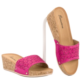 Primavera Zapatillas en una cuña de corcho rosa 1