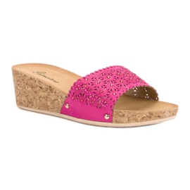 Primavera Zapatillas en una cuña de corcho rosado 4