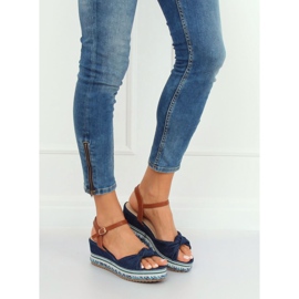 Sandalias con cuña azul marino B165 Navy 1