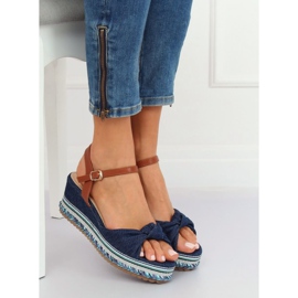 Sandalias con cuña azul marino B165 Navy 2