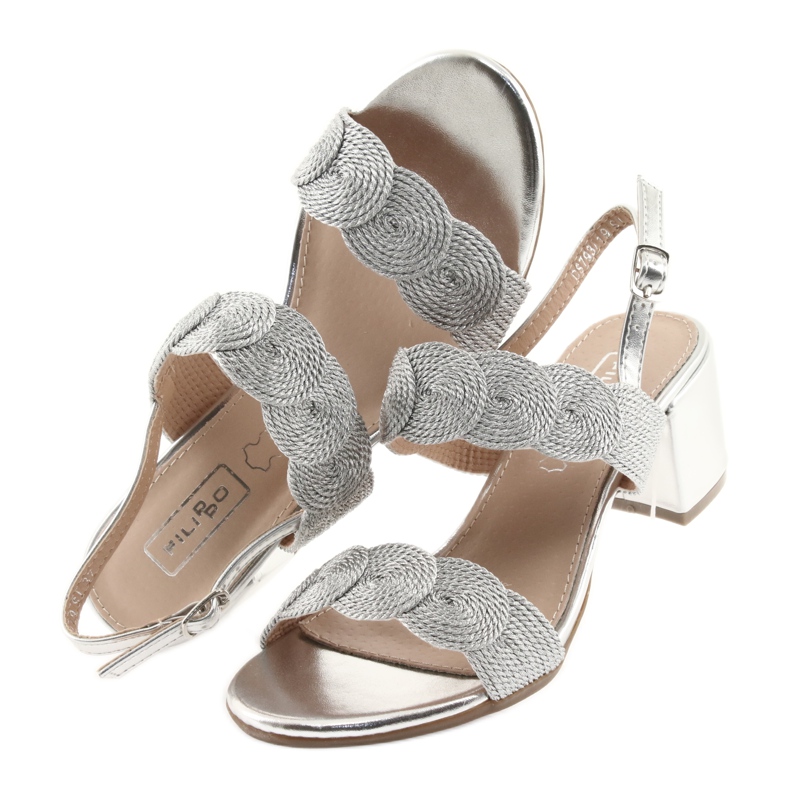 Sandalias cordon plata soutache Filippo 793 gris 5 Sandalias cordon plata soutache Filippo 793 gris 5