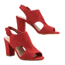 Sandalias caladas en un poste rojo 3
