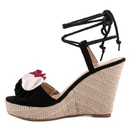 Seastar Sandalias atadas en cuña negro 4