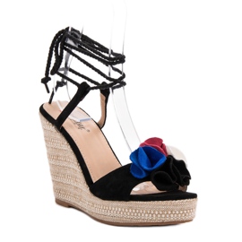Seastar Sandalias atadas en cuña negro 3