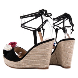 Seastar Sandalias atadas en cuña negro 5