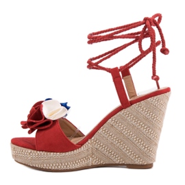 Seastar Sandalias atadas en cuña rojo 7