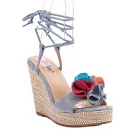 Seastar Sandalias atadas en cuña azul multicolor 2