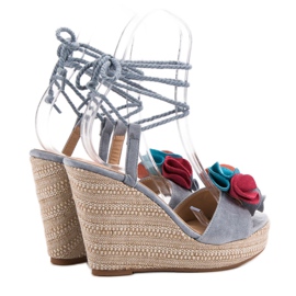 Seastar Sandalias atadas en cuña azul multicolor 4