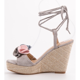 Seastar Sandalias atadas en cuña gris 5