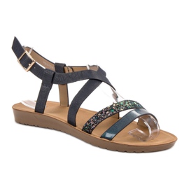 Sandalias planas VINCEZA negro gris 2