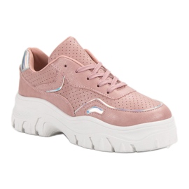 Zapatillas rosas con efecto holo rosado 4