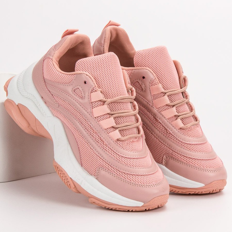 Calzado deportivo con cordones rosa 1