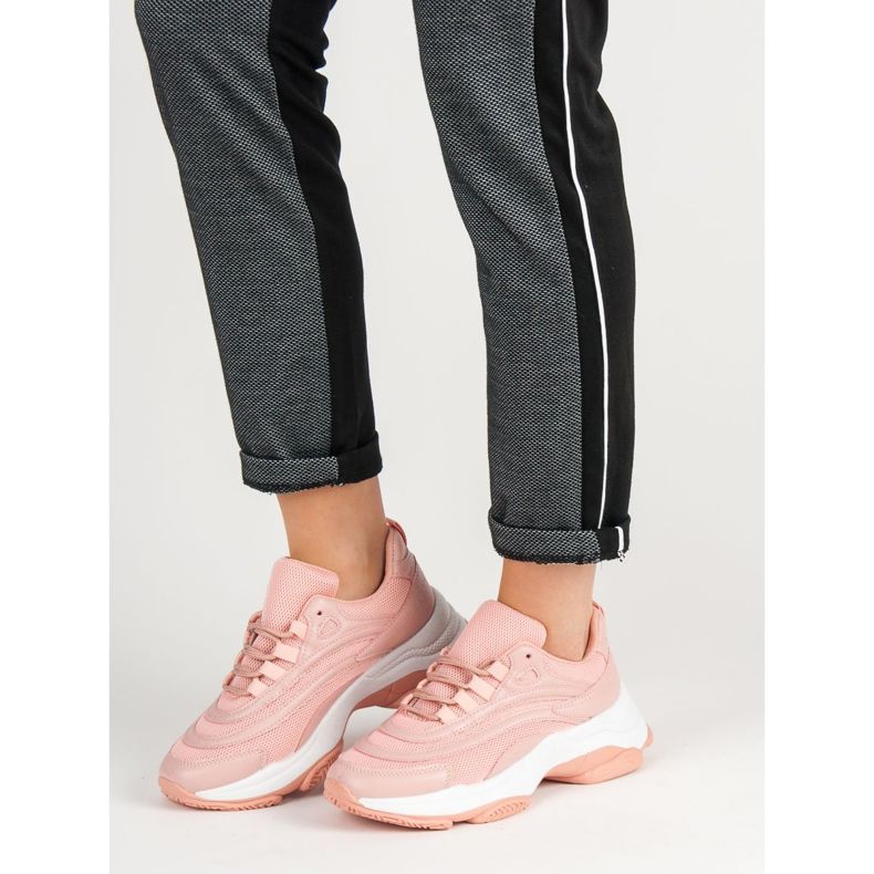 Calzado deportivo con cordones rosa 2