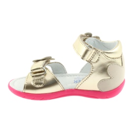 Bartek Sandalias de cuero de cuero para niñas con una mariposa 51569 Zlotys dorado 2