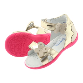 Bartek Sandalias de cuero de cuero para niñas con una mariposa 51569 Zlotys dorado 4