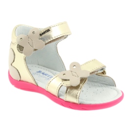 Bartek Sandalias de cuero de cuero para niñas con una mariposa 51569 Zlotys dorado 1