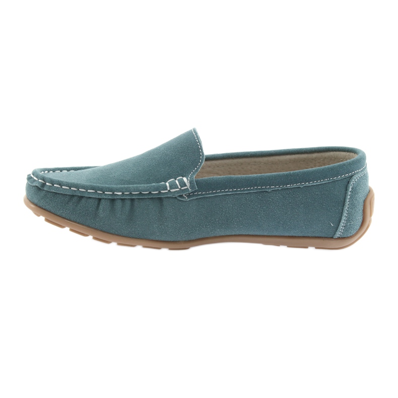 American Club Mocasines de mujer, cuero azul vaquero 2
