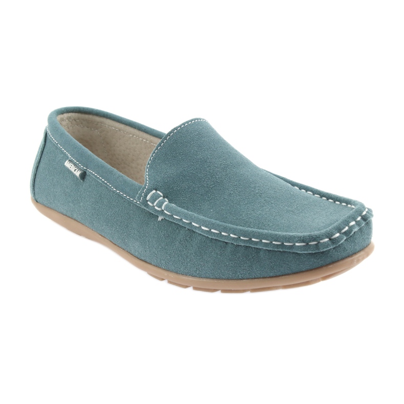 American Club Mocasines de mujer, cuero azul vaquero 1