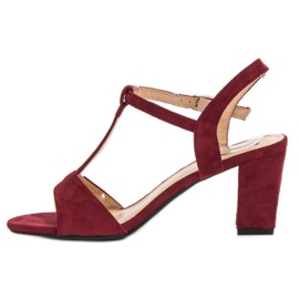 Jumex Sandalias de ante burdeos rojo 5