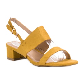 Small Swan Cómodas sandalias de tacón amarillo 2