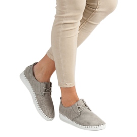 Zapatos de piel calada gris 5