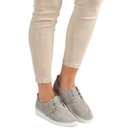 Zapatos de piel calada gris 6
